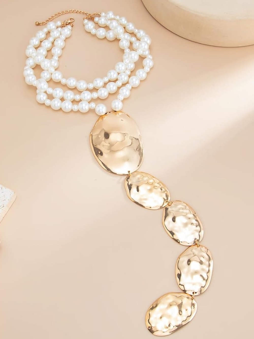 Layered Pearl & Gold Statement Necklace | Runway Glam Jewelry